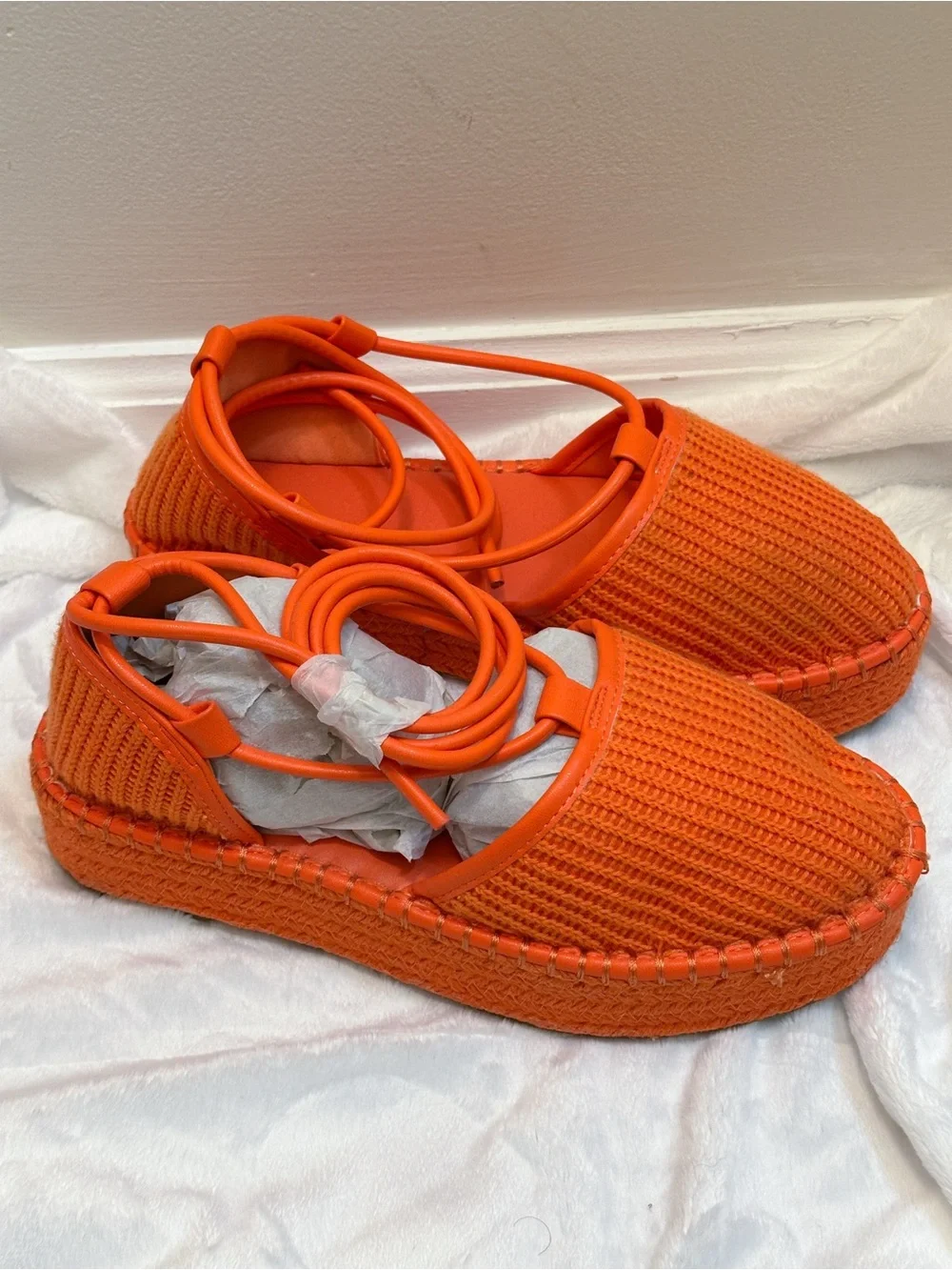ASOS Design Orange Espadrilles Braided Strappy Round Closed Platform Sandals